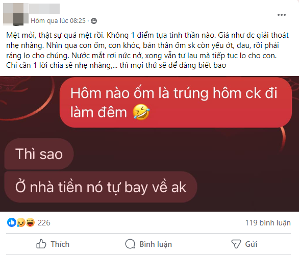 Chồng đi làm thâu đêm, vợ một mình chăm con đau ốm đọc dòng tin nhắn liền mong &quot;được giải thoát&quot; - Ảnh 1.