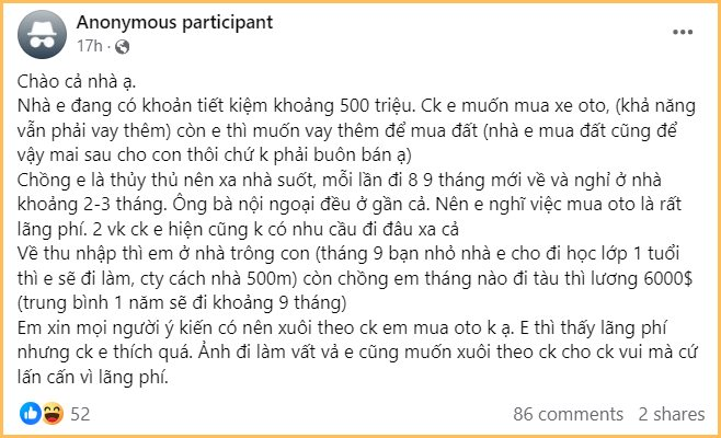 Có 500 triệu tiết kiệm, lương hơn 150 triệu/tháng vẫn băn khoăn: Nên mua ô tô hay để dành tiền mua đất? - Ảnh 1.