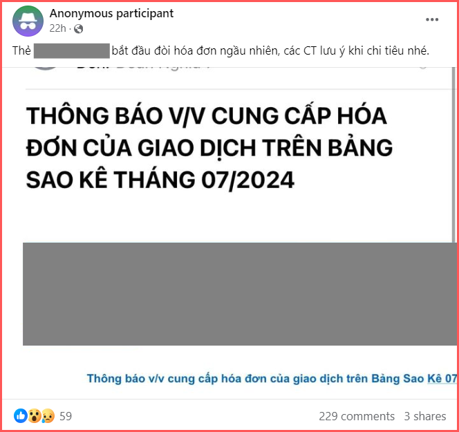 Tranh cãi chuyện dùng thẻ tín dụng hoàn tiền nhưng bị ngân hàng yêu cầu cung cấp hóa đơn giao dịch: Thực hư thế nào? - Ảnh 1.