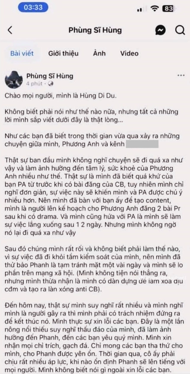 Thông tin chính thức về lời xin lỗi lấy &quot;phốt&quot; đời tư của bạn gái tạo content để nổi tiếng ầm ĩ nhất MXH - Ảnh 2.