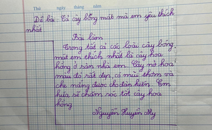 Đang làm văn tả cây hoa hồng thì giữa chừng phát hiện bị lạc đề, học sinh tiểu học có màn &quot;bẻ lái&quot; không thể tưởng tượng nổi - Ảnh 1.