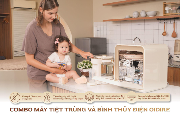 Combo máy tiệt trùng & bình thủy điện OIDIRE: Tiệt trùng an toàn, pha sữa tiện lợi  - Ảnh 2.