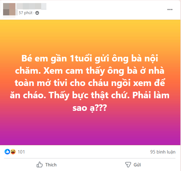 Mẹ bỉm tức tối vì check cam là thấy ông bà mở tivi cho cháu, đọc 100 bình luận cùng nội dung còn choáng hơn- Ảnh 1.