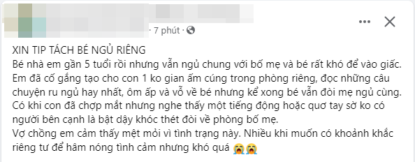 Vợ chồng muốn &quot;hâm nóng&quot; tình cảm nhưng con không chịu ngủ riêng, than thở thì bị nói &quot;không quyết liệt, chiều con thì chịu&quot;! - Ảnh 1.