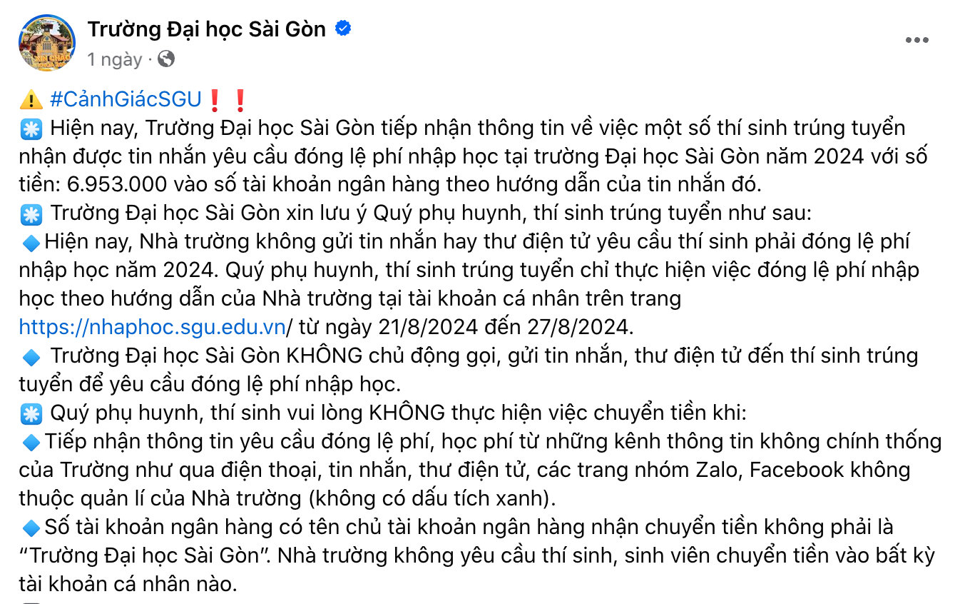 Sinh viên 'sập bẫy' chuyển tiền học phí, nhiều trường ra cảnh báo - Ảnh 1.