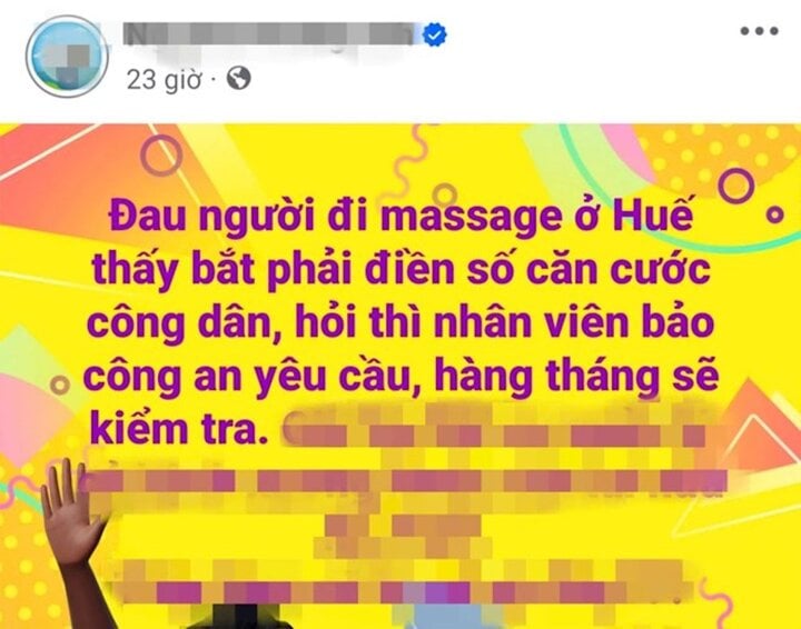 'Đi massage phải điền số căn cước công dân': Công an TP Huế nói gì? - Ảnh 2.