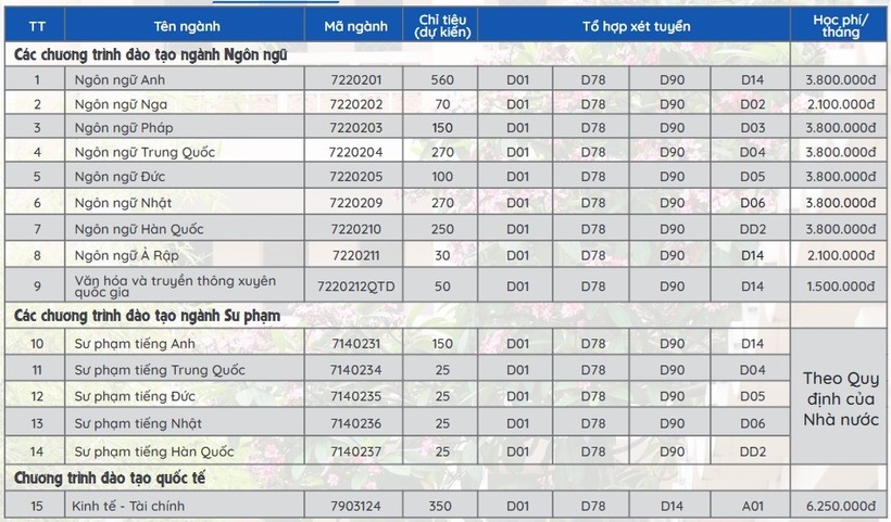 Chi tiết nhất học phí Trường Đại học Ngoại ngữ Hà Nội, cao nhất hơn 60 triệu/năm - Ảnh 1.