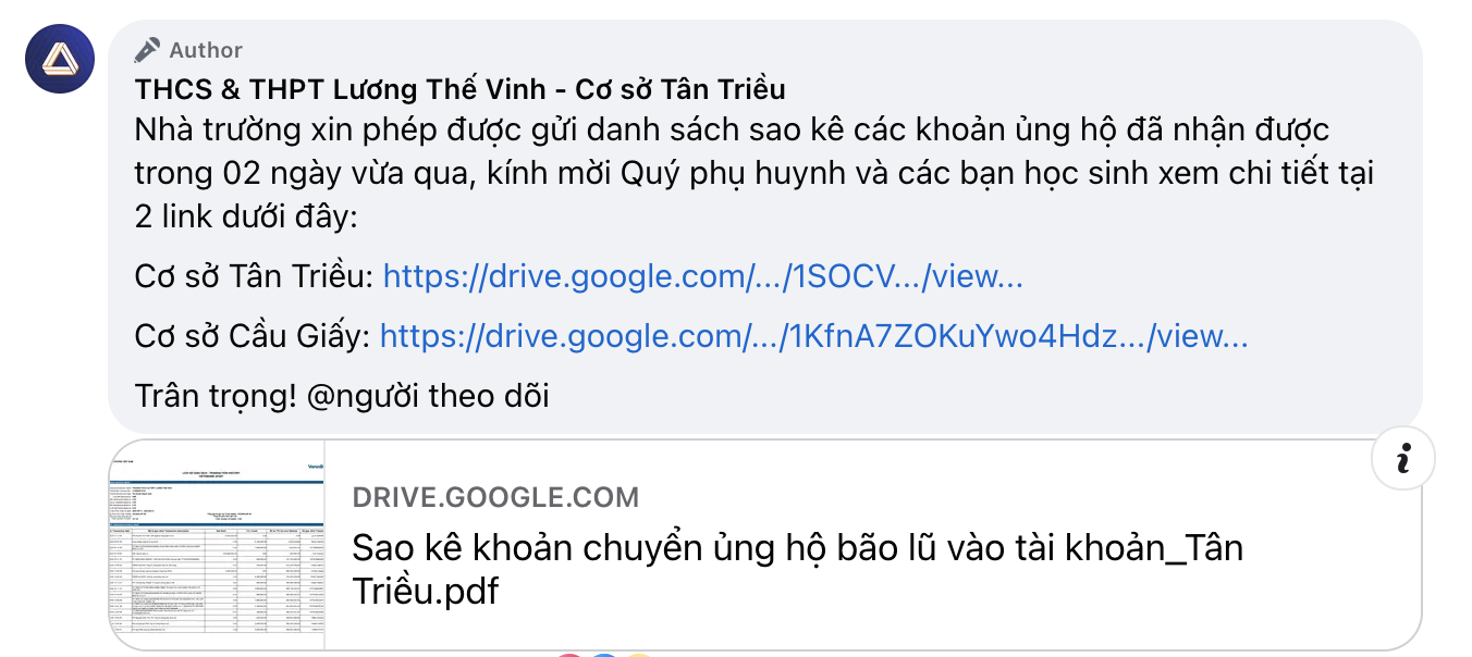 Một ngôi trường nổi tiếng ở Hà Nội ủng hộ đồng bào vùng lũ hơn 1,5 tỷ đồng - Ảnh 2.