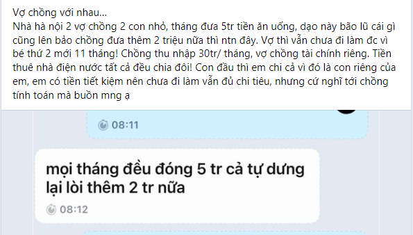 Xin chồng thêm 2 triệu tiền ăn vì sau bão giá cả tăng, vợ ở nhà chăm con nhỏ tủi thân vì bị hạch sách - Ảnh 1.