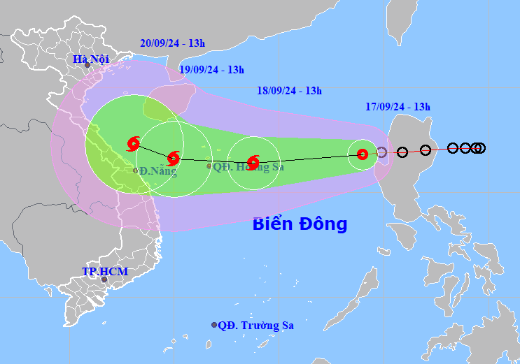 Áp thấp nhiệt đới vào Biển Đông, hướng về Quảng Bình – Đà Nẵng - Ảnh 1.