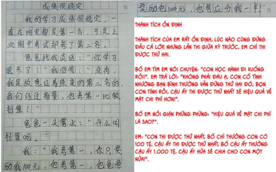 Con trai học giỏi nhất lớp đi thi chỉ đứng thứ hai, kiểm tra bài văn con viết, bố &quot;khóc ròng&quot; khi biết lý do- Ảnh 1.