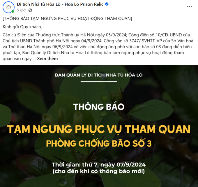 Bão số 3 đổ bộ: Hàng loạt quán cà phê, địa điểm du lịch đến TTTM đều thông báo tạm ngừng hoạt động - Ảnh 2.