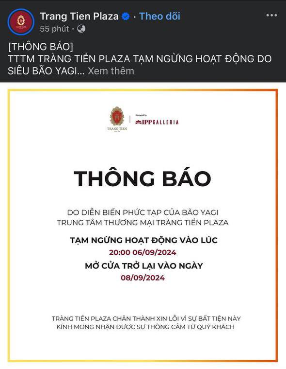 Bão số 3 đổ bộ: Hàng loạt quán cà phê, địa điểm du lịch đến TTTM đều thông báo tạm ngừng hoạt động - Ảnh 8.