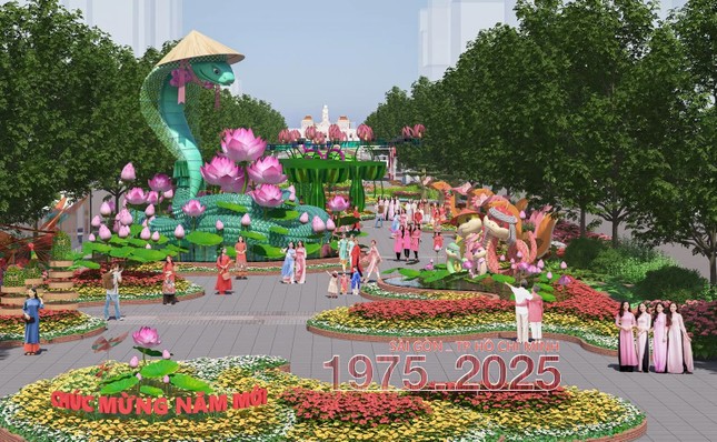 Ngắm linh vật rắn khổng lồ tại đường hoa Nguyễn Huệ Tết 2025 - Ảnh 3.