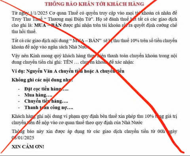 Thông tin giao dịch thương mại điện tử sẽ bị thu thuế 10% là giả mạo - Ảnh 1.