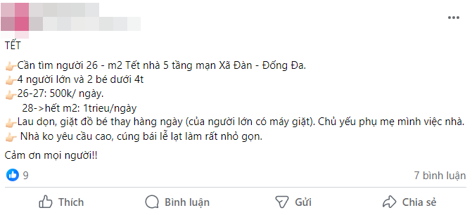 Giúp việc về quê full Tết, hội mẹ bỉm nháo nhào tìm người thay thế, chi gần 10 triệu mà vẫn lo - Ảnh 1.