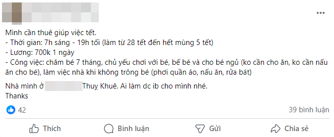 Giúp việc về quê full Tết, hội mẹ bỉm nháo nhào tìm người thay thế, chi gần 10 triệu mà vẫn lo - Ảnh 5.