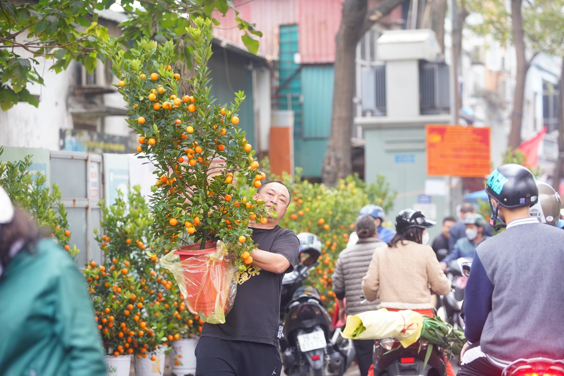 Ngày đầu kỳ nghỉ Tết Nguyên đán, người dân hồ hởi xuống phố &quot;săn&quot; đào, quất - Ảnh 22.