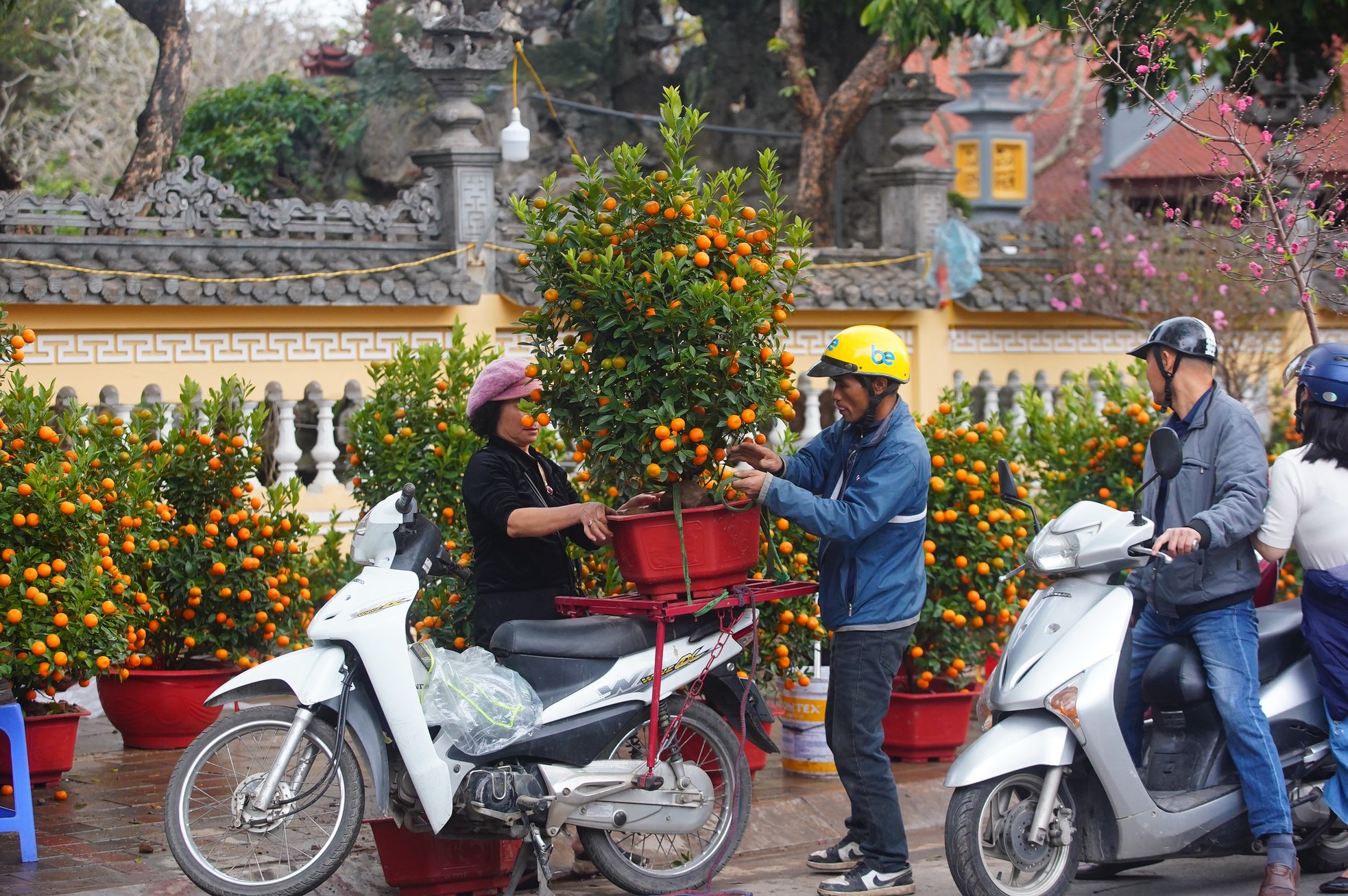 Ngày đầu kỳ nghỉ Tết Nguyên đán, người dân hồ hởi xuống phố &quot;săn&quot; đào, quất - Ảnh 14.