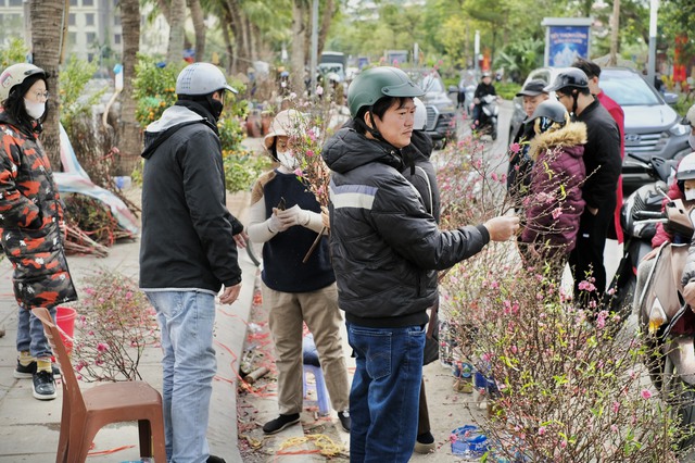 Tiểu thương &quot;chạy hàng&quot; trước thềm giao thừa, cây cảnh giá rẻ phủ khắp Hà Nội chiều 29 Tết - Ảnh 10.