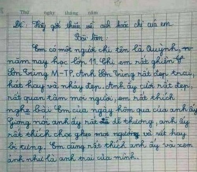 Sơn Tùng M-TP bỗng dưng bị nhắc tên trong 1 bài văn: Đọc mới đầu thấy &quot;phổng mũi&quot; lắm, câu gần cuối cười muốn sang chấn- Ảnh 1.