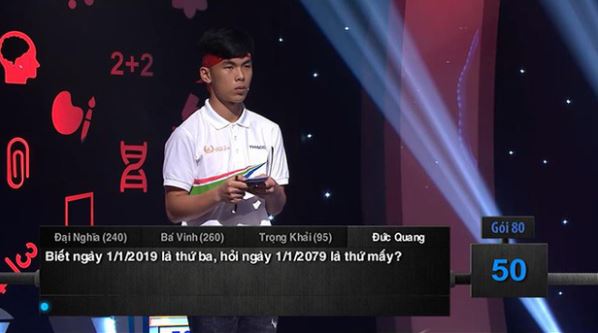 Bài toán tiểu học gây lú: &quot;Biết ngày 1/1/2019 là thứ Ba, hỏi ngày 1/1/2079 là thứ mấy?&quot;, thí sinh Olympia trả lời thứ Ba nhưng sai - Ảnh 1.