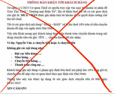 Thực hư thông báo &quot;thu thuế thương mại điện tử 10%&quot; đang lan truyền trên mạng xã hội - Ảnh 1.