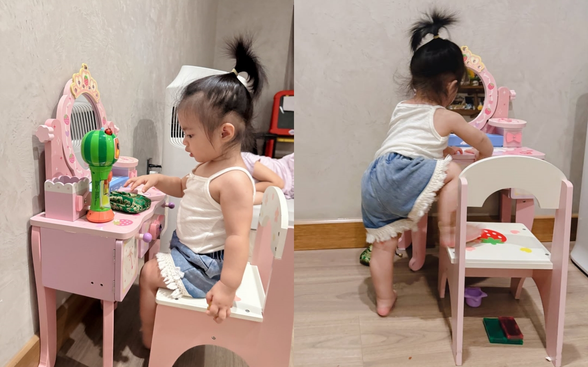 Con gái Đông Nhi hơn 1 tuổi đã "mê phấn son", có riêng bàn makeup xinh như công chúa - Ảnh 3. Con gái Đông Nhi hơn 1 tuổi đã "mê phấn son", có riêng bàn makeup xinh như công chúa - Ảnh 3.