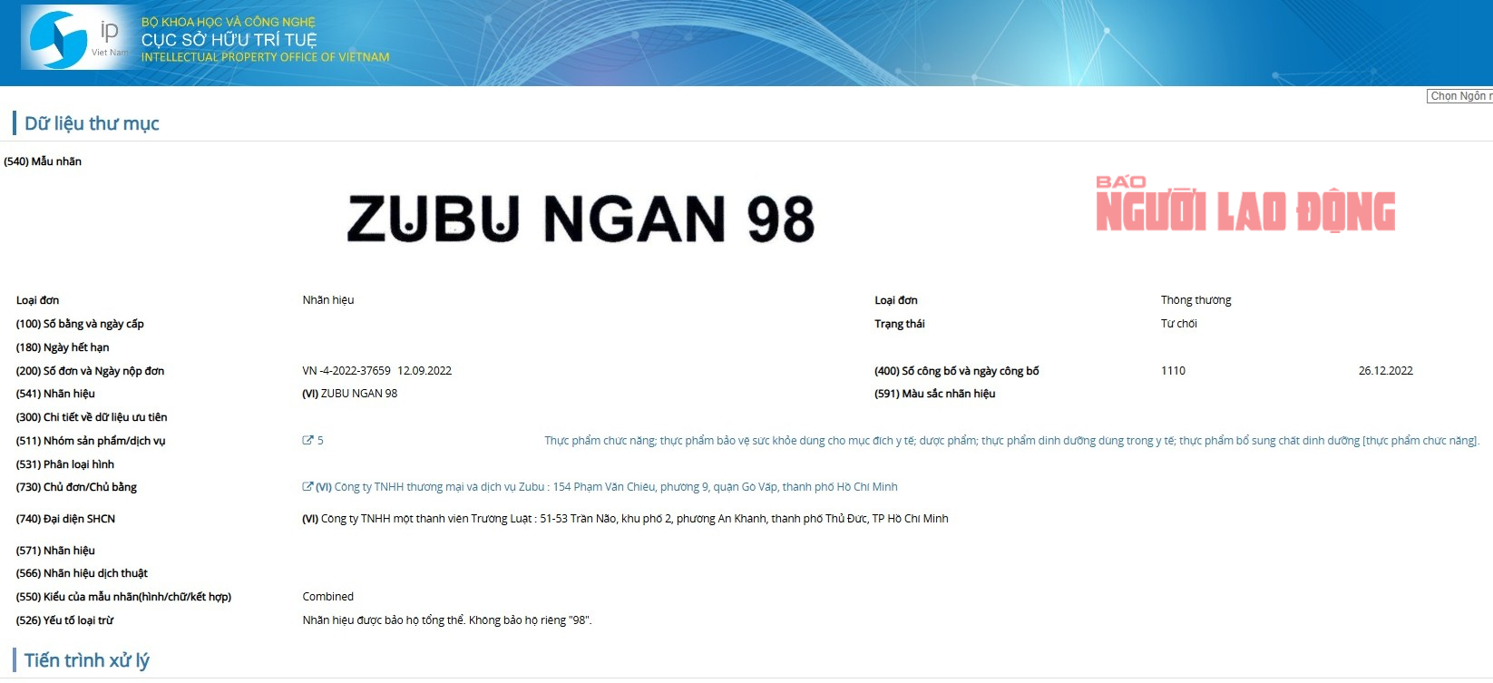 Thông tin bất ngờ về logo "ZUBU" của Ngân 98 - Ảnh 3. Logo "ZUBU" của Ngân 98 đã bị từ chối bảo hộ - Ảnh 3.