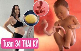 Tuần thai thứ 34: Mọi giác quan của bé đã hoàn thiện, mẹ thấy rõ áp lực lên sàn chậu