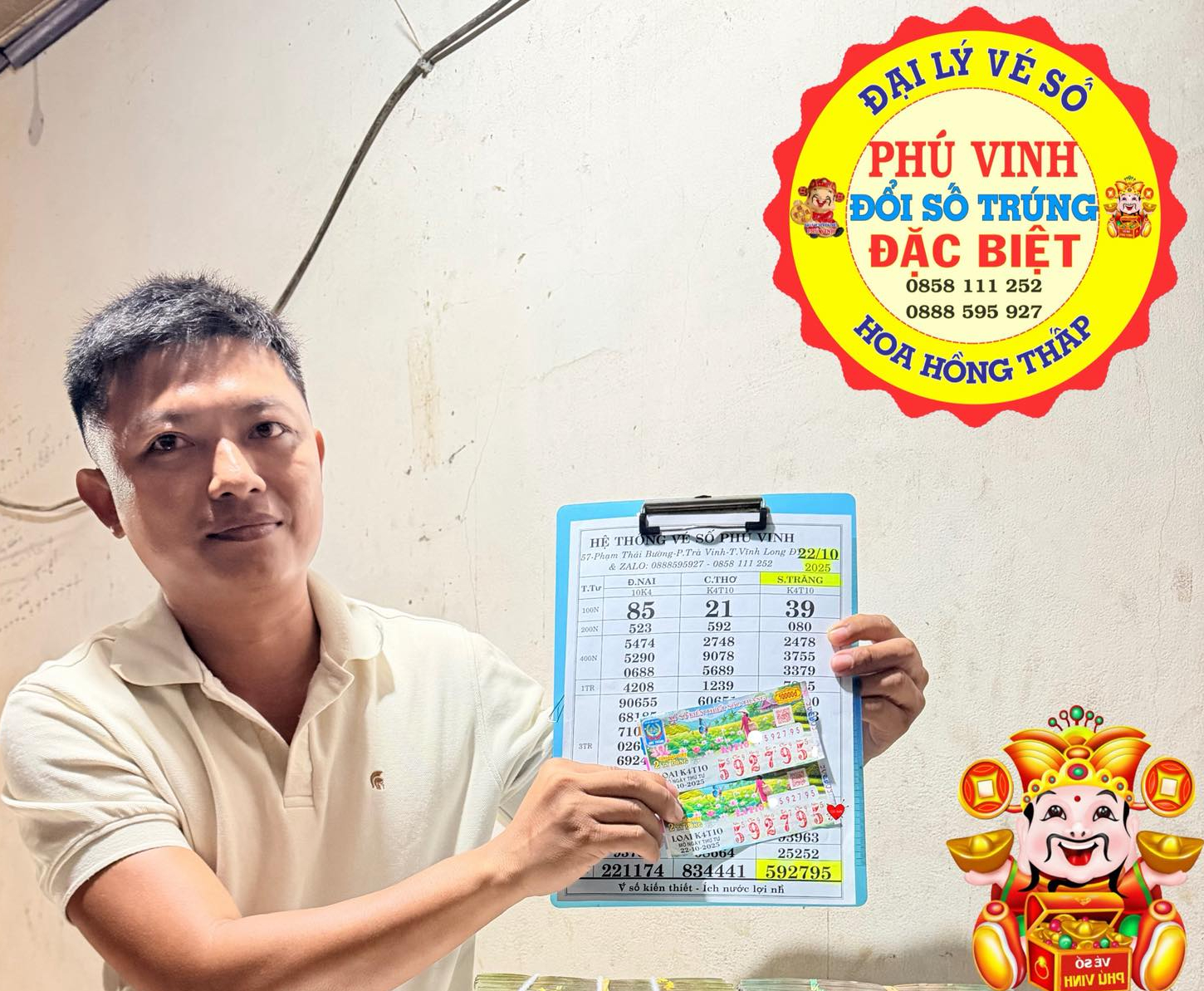 Xổ số miền Nam: Nam công nhân trúng giải đặc biệt Sau khi mua vé số thăm bệnh - Ảnh 3. Xổ số miền Nam: Nam công nhân trúng giải đặc biệt Sau khi mua vé số thăm bệnh - Ảnh 3.