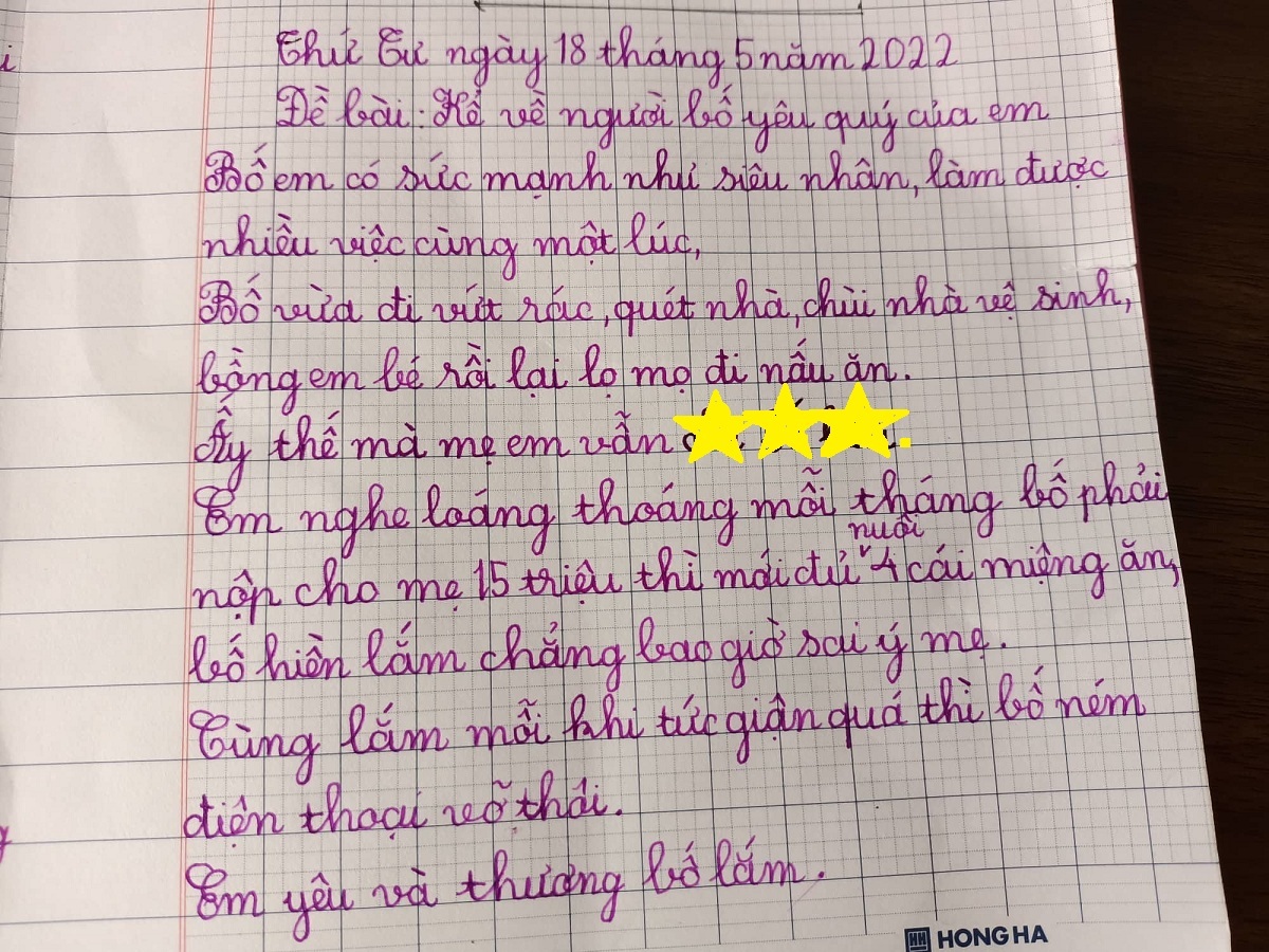 Học sinh tiểu học tả bố &quot;như siêu nhân&quot; nhưng mẹ đọc xong lại ngượng chín mặt, đến đoạn cuối thì ngã ngửa- Ảnh 1.