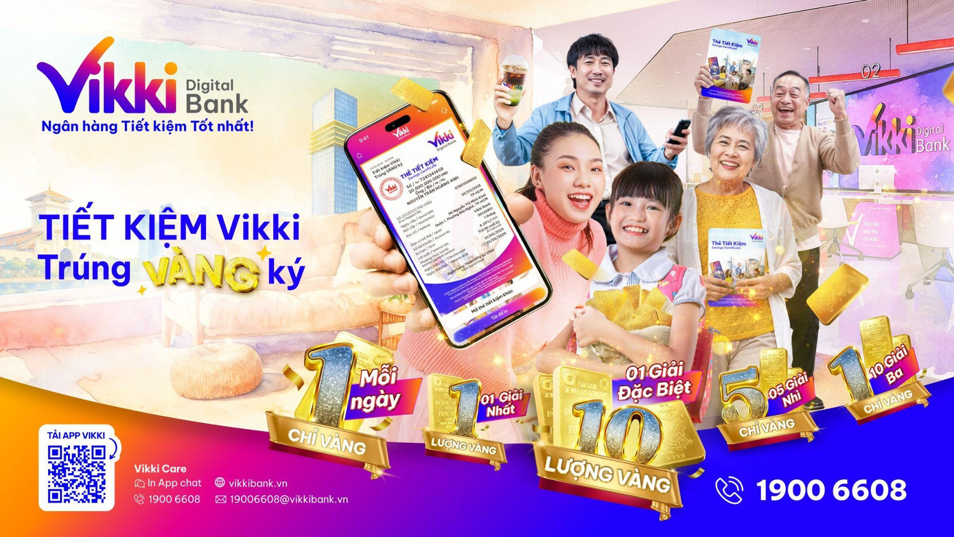 Trúng vàng mỗi ngày cùng Vikki Bank - Ngân hàng Tiết kiệm Tốt nhất - Ảnh 1. Trúng vàng mỗi ngày cùng Vikki Bank - Ngân hàng Tiết kiệm Tốt nhất - Ảnh 1.