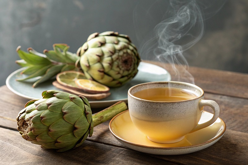 Một tách trà atiso nóng giúp giải nhiệt và hỗ trợ sức khỏe gan