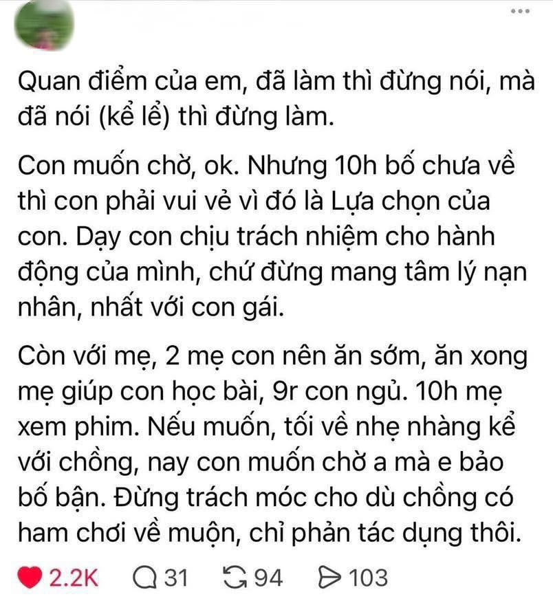 Bà mẹ kể chuyện thương con vì đợi cơm đến 10h tối mà bố không về gây tranh cãi: Hãy dạy con chủ động trong cảm xúc, đừng chờ đợi sự thương hại!- Ảnh 2. Bà mẹ kể chuyện thương con vì đợi cơm đến 10h tối mà bố không về gây tranh cãi: Hãy dạy con chủ động trong cảm xúc, đừng chờ đợi sự thương hại!- Ảnh 2.