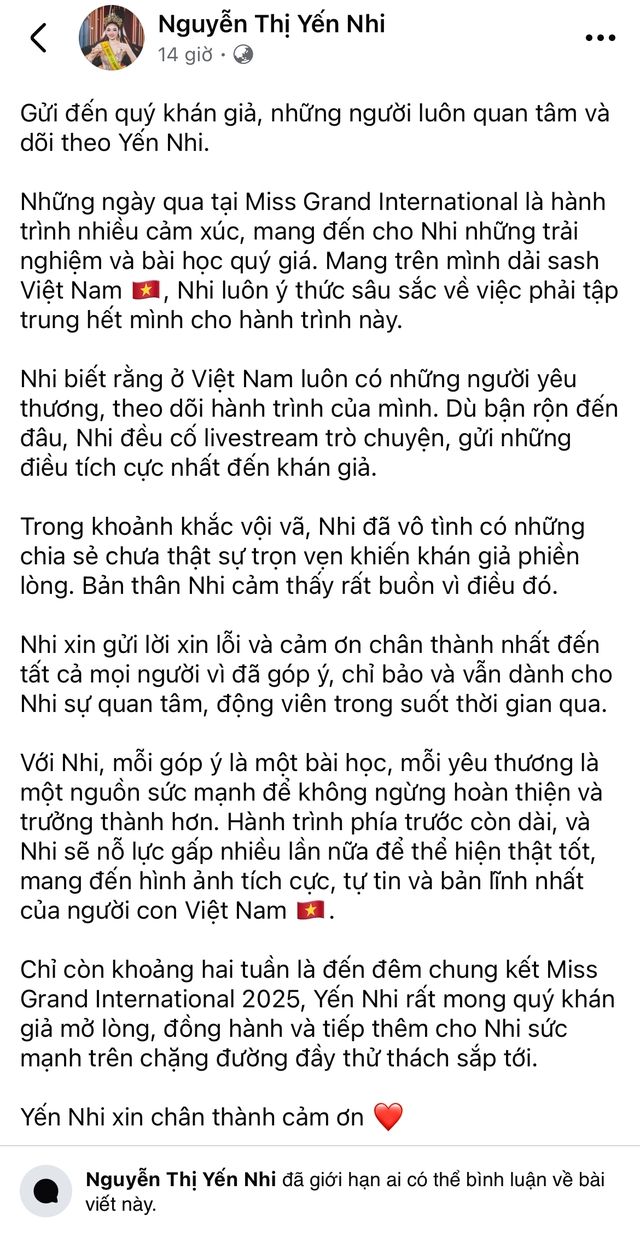 Bà Phạm Kim Dung lên tiếng sau khi Hoa hậu Yến Nhi có phát ngôn nói xấu sau lưng: 
