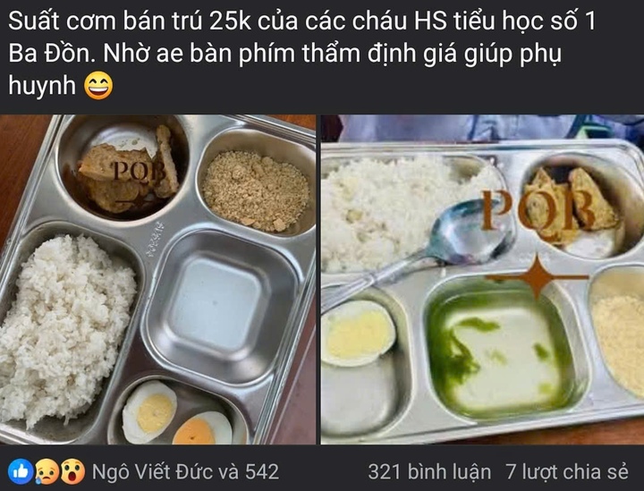Suất cơm bán trú 25.000 đồng cho học sinh tiểu học 'dậy sóng' mạng xã hội - Ảnh 1.