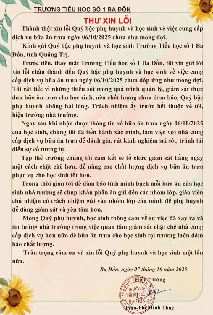 Suất cơm bán trú 25.000 đồng 'dậy sóng' mạng xã hội: Hiệu trưởng xin lỗi - Ảnh 1.