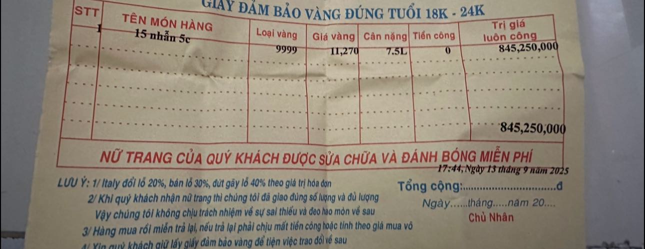 Chi 845 triệu đồng mua 15 chiếc nhẫn vàng 5 chỉ, tình hình sau 1 tháng gây bất ngờ- Ảnh 1. Chi 845 triệu đồng mua 15 chiếc nhẫn vàng 5 chỉ, tình hình sau 1 tháng gây bất ngờ- Ảnh 1.