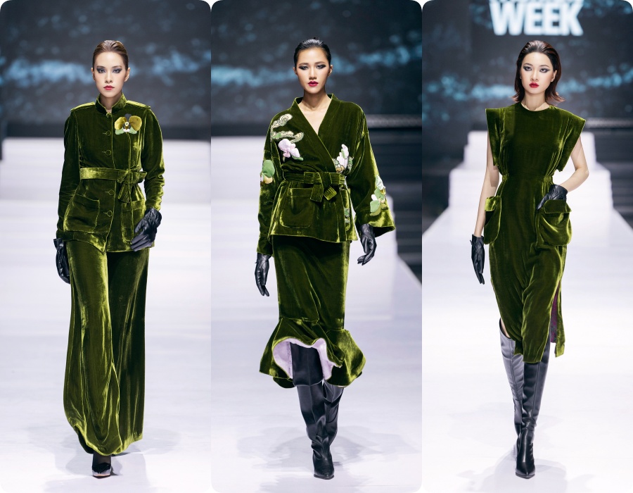 Trở về từ Paris Fashion Week, NTK Hà Linh Thư tiếp tục mang nhung lụa lên sàn catwalk Việt - Ảnh 11.