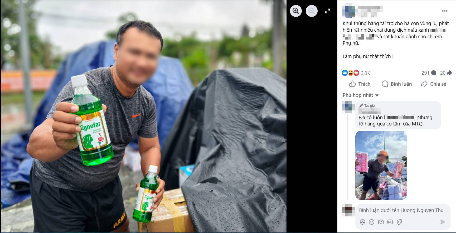 Danh mục cứu trợ vùng lũ có cả những sản phẩm vệ sinh, sát khuẩn rất thiết thực cho sức khỏe người dân vùng ngập lụt- Ảnh 1.