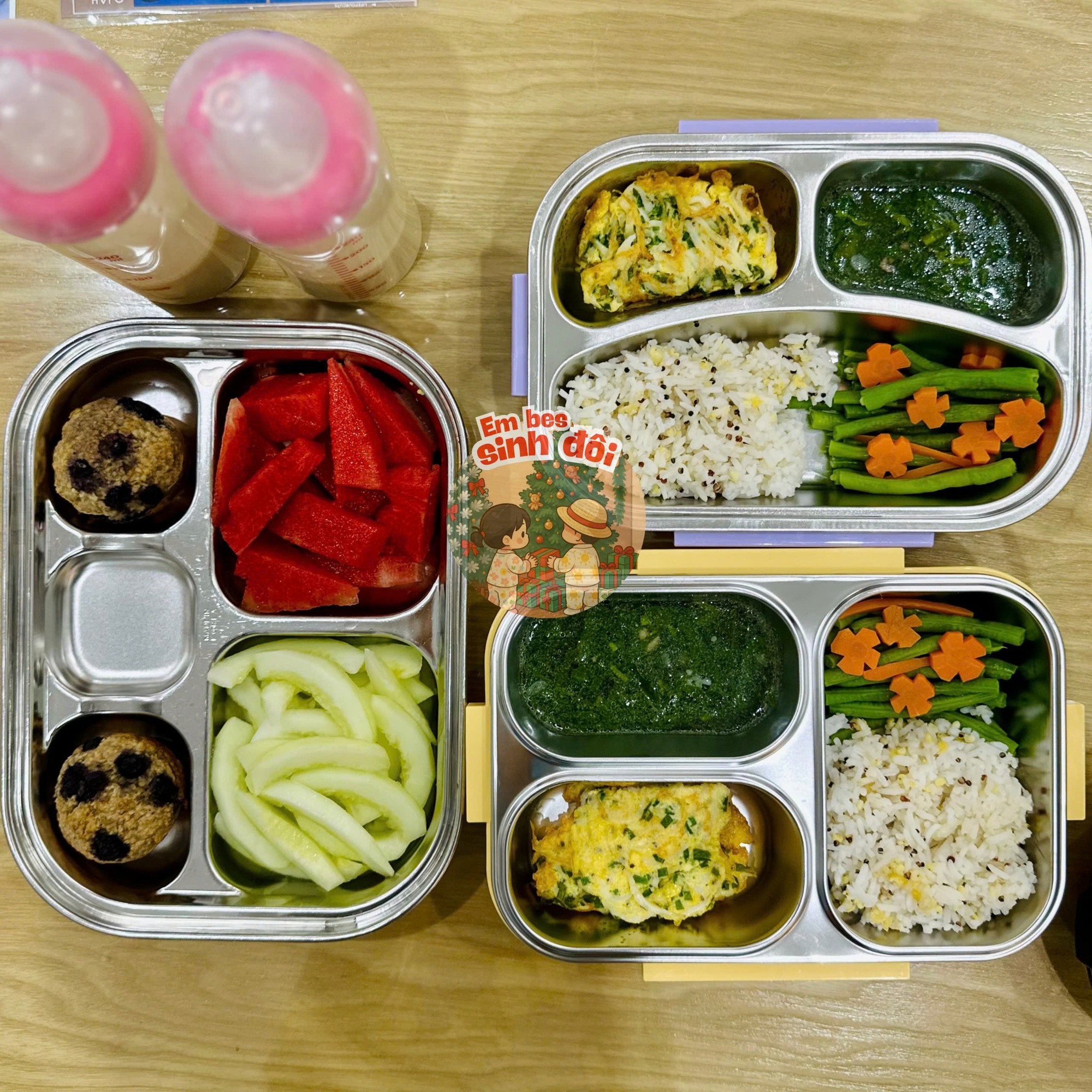 Bữa trưa của 2 em bé sinh đôi khiến nhiều mẹ giật mình, dụi mắt xem lại mấy lần vì điều này- Ảnh 7.