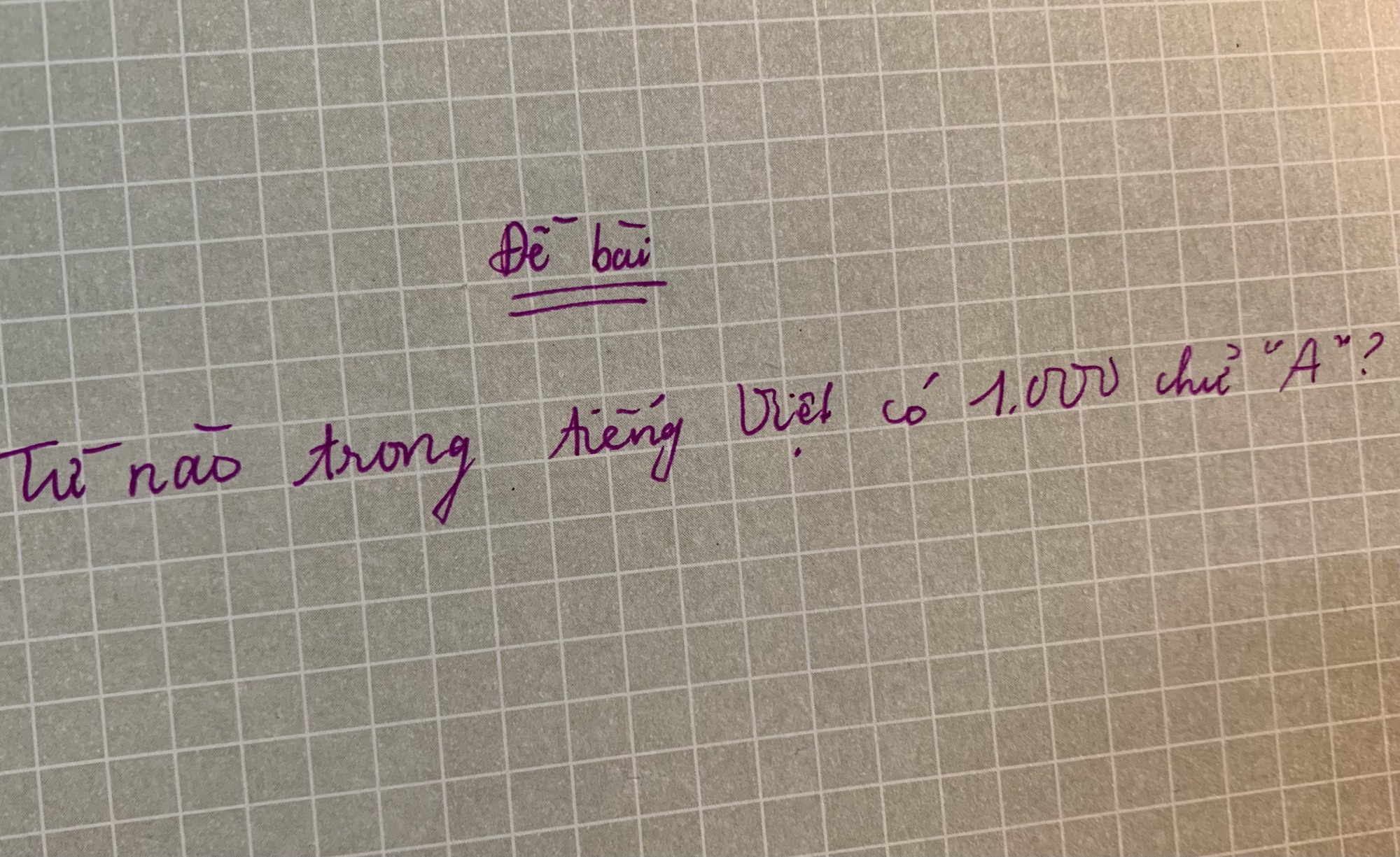 Từ tiếng Việt nào có 1.000 chữ 