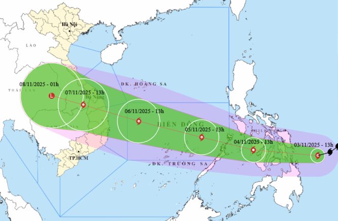 Bão Kalmaegi giật cấp 15, dự báo vào Biển Đông ngày 5-11 - Ảnh 1.
