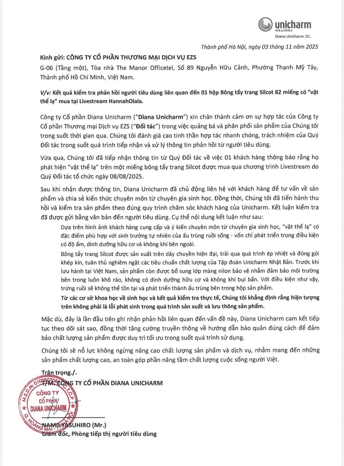 Kết luận kiểm tra vụ bông tẩy có dòi mua trên livestream Hannah Olala- Ảnh 2.