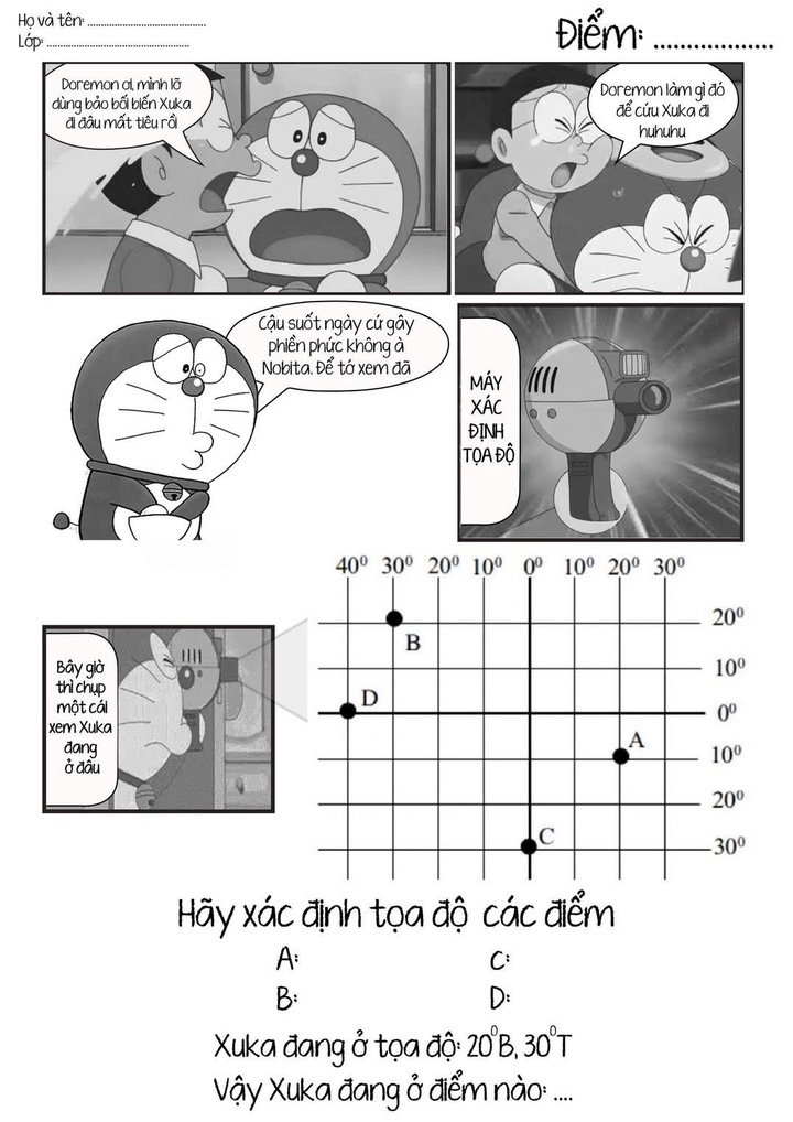 Bất ngờ đề kiểm tra Địa lý mở đầu bằng đoạn hội thoại giữa Nobita và Doraemon - Ảnh 2.