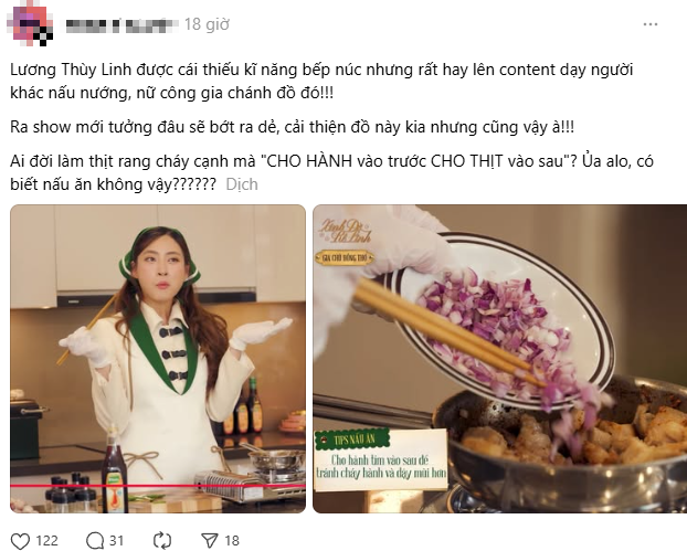 Hoa hậu Lương Thùy Linh nấu thịt rang cháy cạnh mà bị dân mạng "bóc phốt": Thực hư thế nào? - Ảnh 1. Hoa hậu Lương Thùy Linh nấu thịt rang cháy cạnh mà bị dân mạng "bóc phốt": Thực hư thế nào? - Ảnh 1.