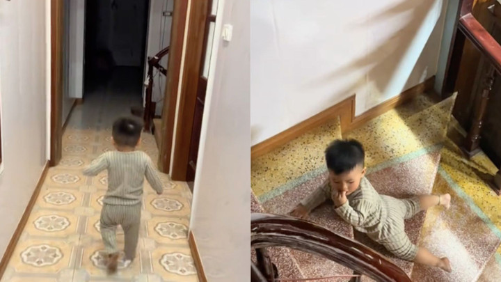 Clip em bé trượt cầu thang gây tranh cãi, thu hút 8 triệu lượt xem trên TikTok- Ảnh 1.
