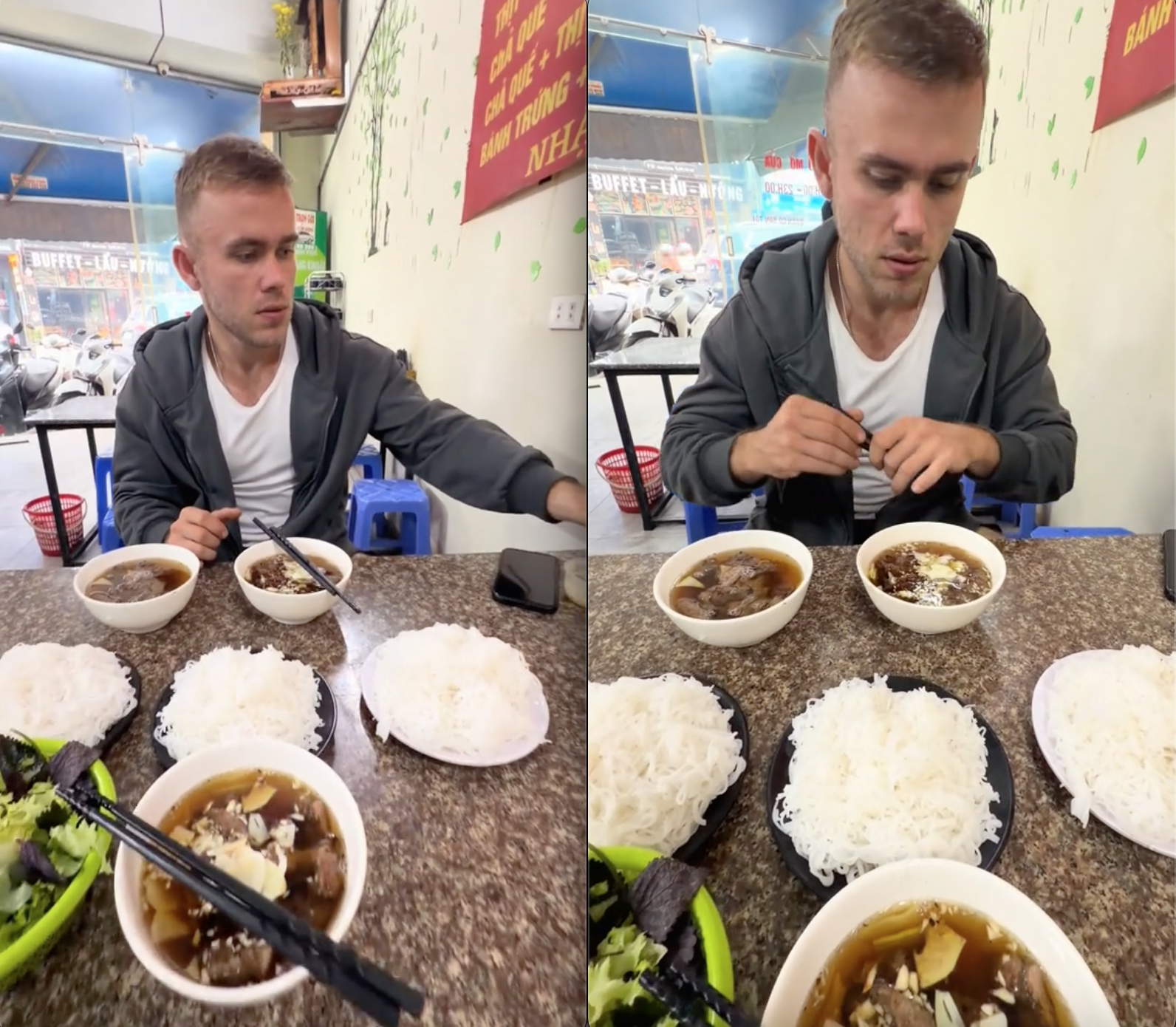 Nhìn khách Tây ăn bún chả, dân mạng Việt hết hồn vì Nhìn khách Tây ăn bún chả, dân mạng Việt hết hồn vì