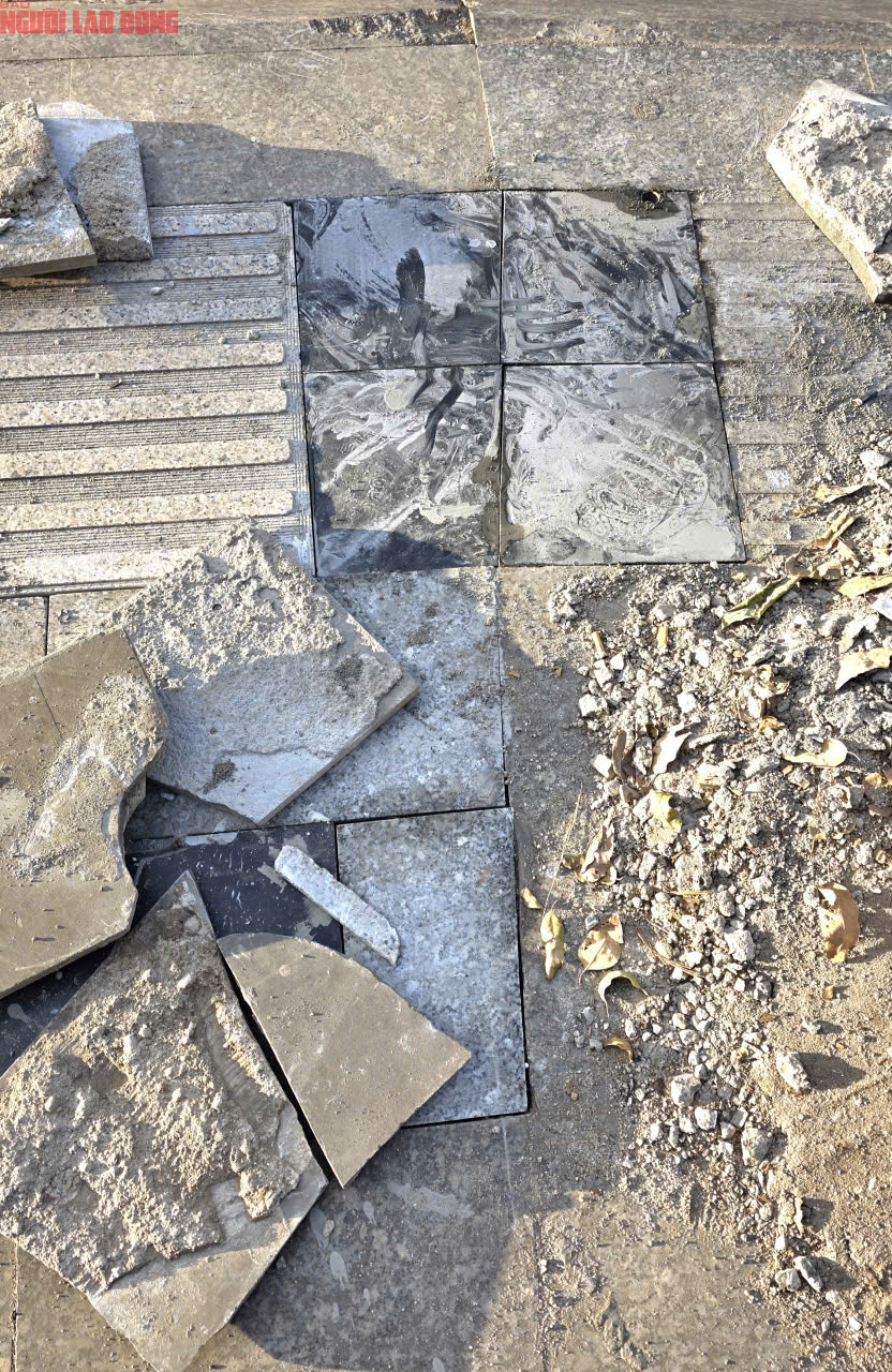 Vỉa hè Đắk Lắk vừa lát đá tự nhiên lại bị đào xới gây lãng phí - Ảnh 2. Vỉa hè Đắk Lắk vừa lát đá tự nhiên lại bị đào xới gây lãng phí - Ảnh 2.